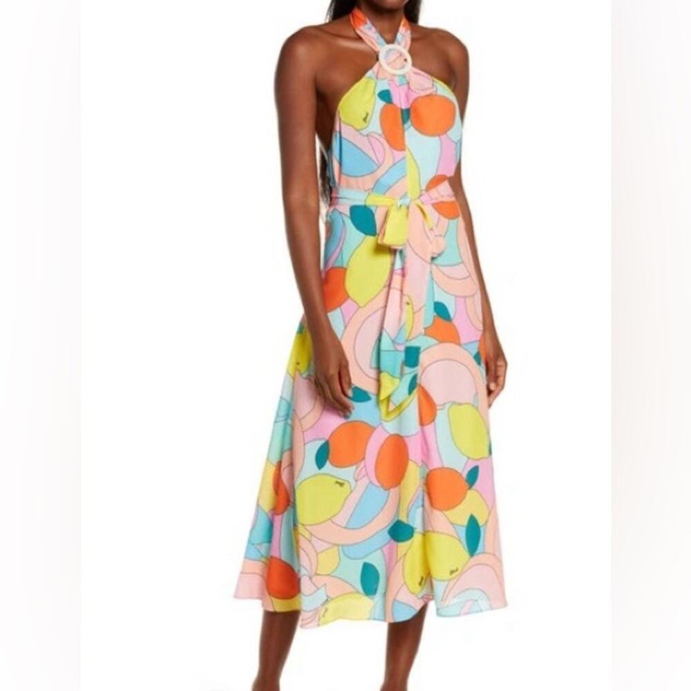 STAUD The Kai Dress in Citrus Kalediscope Size XS